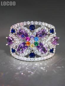 1pc Women's Charming Square Zirconia Ring, Suitable For Wedding, Valentine's Day Gift - 4# - View 7