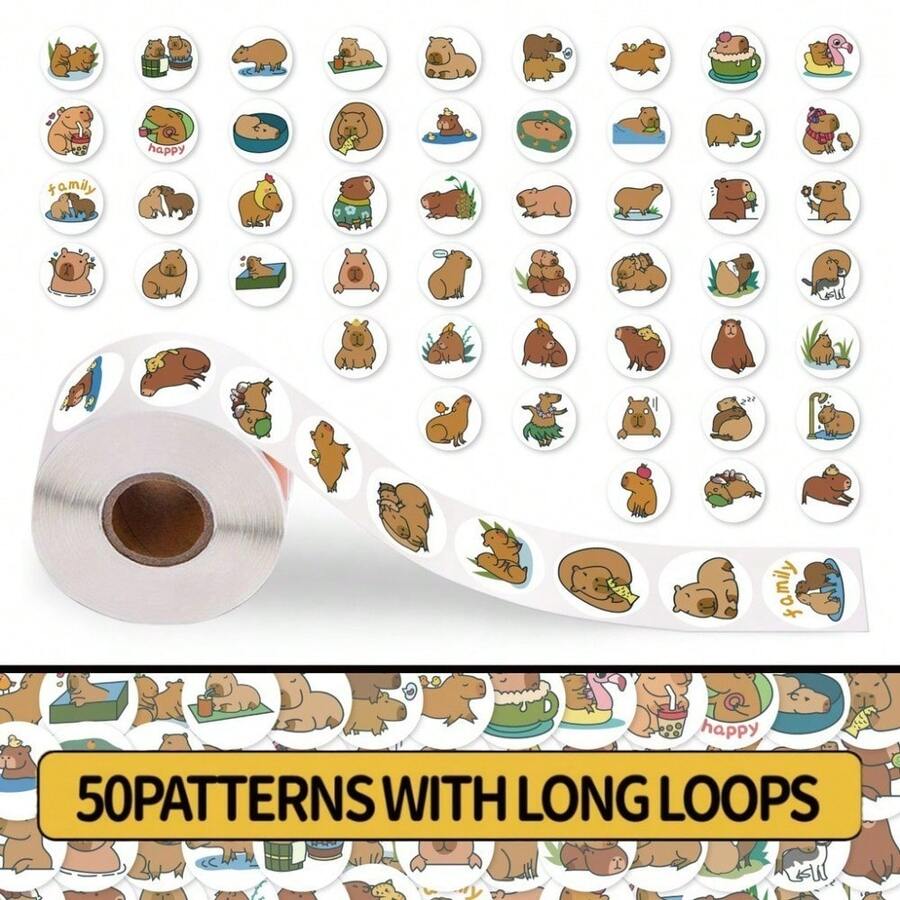 200PCS/Roll Cartoon Cute Pufferfish Sealing Stickers Roll - Decals For Helmets, Bicycles, Hand Accounts, Pencil Cases, Backpacks, Notebooks & DIY Crafts - 200PCS - View 1