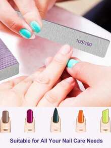 5/20支装专业指甲锉，180/100目天然指甲锉，双面可水洗细纹指甲锉，适合家庭和美甲沙龙使用 - 彩色 - 查看 6