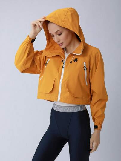 女士轻便户外夹克，休闲纯色长袖薄款外套，适合户外活动、跑步、骑行、健身、日常休闲穿着