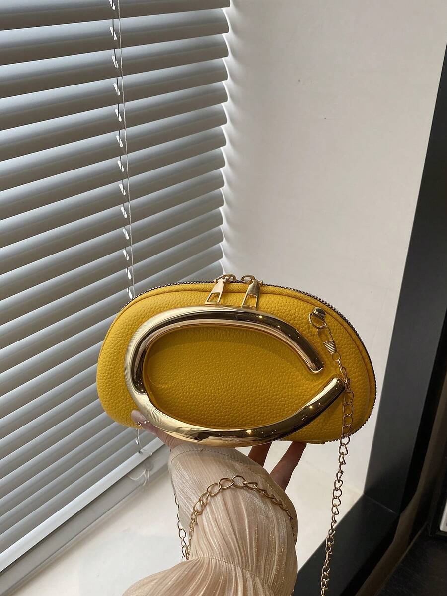 1pc Women's Fashion Versatile Shoulder Bag, Luxurious High-Quality Personalized Chain Crossbody Bag, Versatile Clutch Bag For Dates, Gifts, Work, Parties - Yellow - View 1