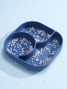 1pc Divided Suction Bowl, Creative 3-Compartment Silicone Dinner Plate - Multicolor - View 5