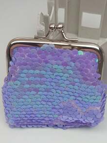 1 pieza Monedero de lentejuelas de 3 pulgadas de colores, monedero de estudiante, bolsa de llavero con escamas de pez, bolsa de almacenamiento de joyas - Multicolor - Ver 8
