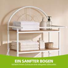 Yitahome Shelf For Above Washing Machine, Shelf For Above Toilet With 3 Shelves, Arched Design, Material Mix Of Metal And Wood With A Fabric Storage Bag, 64.5 X 190 X 40 Cm, White - 原木色+白色 - 查看 8
