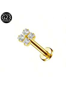 1件 G23 钛金属内螺纹耳钉，耳骨钉，耳屏钉，唇钉，身体穿刺饰品，16G - 金色 - 查看 26
