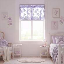 Lavender Floral Lace Sheer Valance, 52x18 Inch, Country Rustic Kitchen Window Curtain - Màu hoa oải hương hoặc tím nhạt - Xem 1