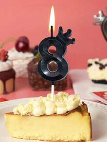 1件 0-9 黑色皇冠造型數字生日蠟燭，生日蛋糕裝飾，生日派對裝飾，3D皇冠設計數字蠟燭，適用於生日、週年紀念、性別揭曉派對、單身女派對、畢業典禮 - 黑色 - 查看 6