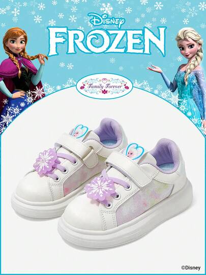  1 Pair Disney Frozen Themed Children's Athletic Shoes, Including Elsa Princess, Anna Princess And Arendelle Princess Sneakers, Suitable For Daily, Holiday Sports And Outdoor Wear. Comfortable, Non-Slip, Durable And Breathable Soles