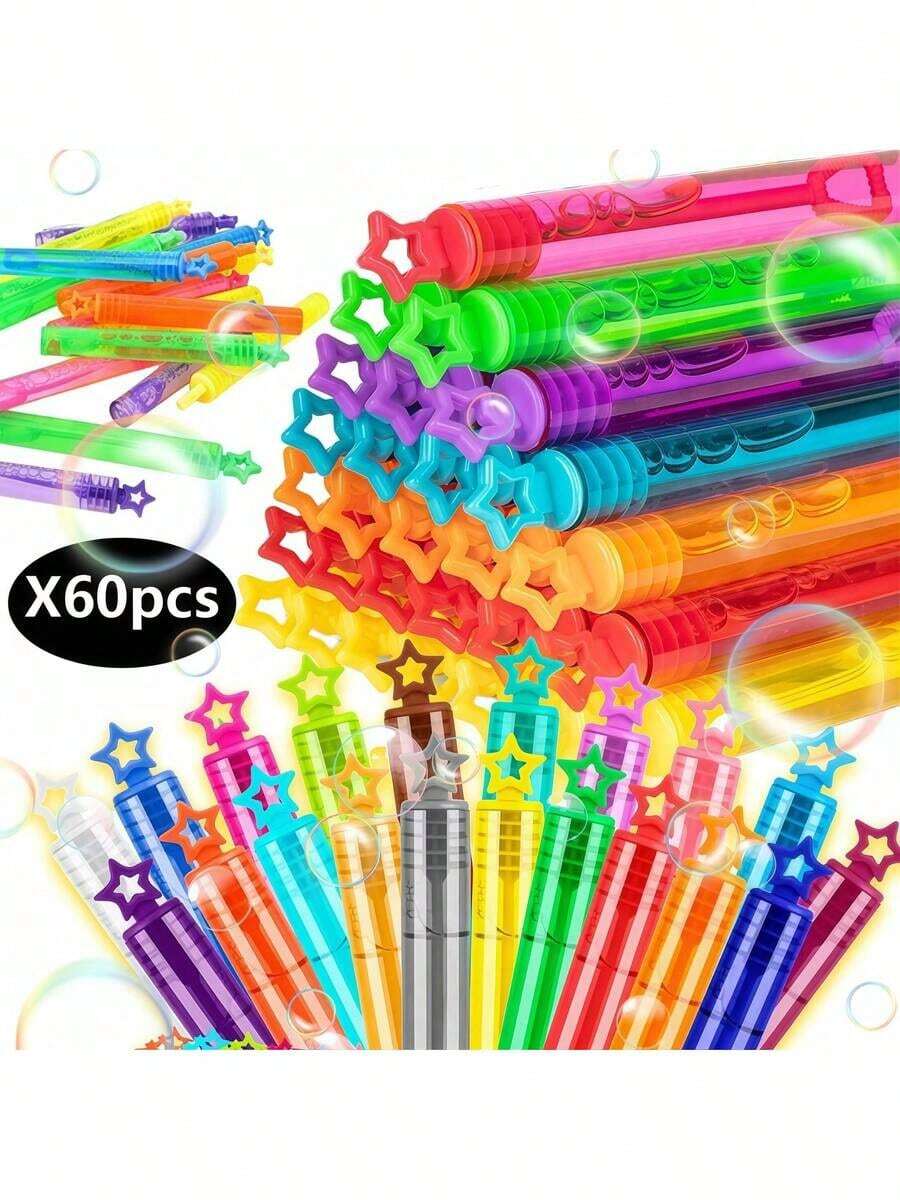 60/48/24支装迷你泡泡棒，散装泡泡棒，带星形帽，适合生日、嘉年华、派对、感恩节、圣诞节、婚礼礼物，不含泡泡液
