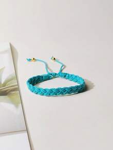 1 Pieza Pulsera Casual Y Moderna Hecha A Mano Con Patrón De Onda Trenzada, Adecuada Para El Uso Diario De Las Mujeres - Rojo - Ver 14