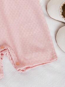 Áo liền quần cho bé gái màu hồng cổ bẻ tay loe in hình thỏ hoạt hình dễ thương - Hồng - Xem 5