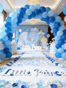 Rose Petals & Party Confetti - Blue and White - View 4