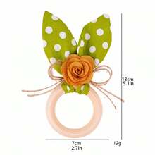 6 Pcs Easter Bunny Ears Napkin Rings Set Creative Dot Rabbit Ears Napkin Ring Holders With Flower Farmhouse Tissue Rings For Spring Dining Table Party Holiday Decor - Multicolor - View 7