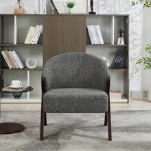 Sillón Individual Estilo Mid-Century Modern, Silla de Relax Tapizada con Estructura de Madera Robusta, Butaca Ergonómica para Lectura y Descanso para Salón, Dormitorio o Balcón - Gris - Ver 6