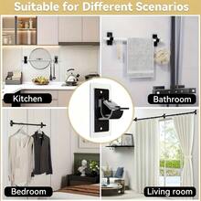 2pcs Self-Adhesive No Drill Curtain Rod - Heavy Duty Curtain Pole Suitable For Bathroom, Bedroom, Living Room - Install, -Free Removal, Style Window Rod - 2pc - View 8