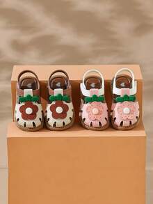 1 Pair 2026 New Baby Toddler Shoes 0-3 Years Old, Spring/Summer Infant Soft Bottom Anti-Kick Closed Toe Girls Sandals - Brown - View 2