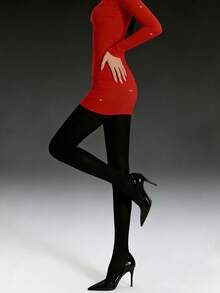 1 Pair Women's 40D Fashionable Black Leggings, Sheer Tights, Stylish & Casual Pantyhose - Black - View 5