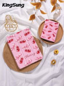 Kingsung Pink Cherry Blossom Tablet Protective Case, Suitable For 9.7/10.2/10.5/10.9/12.9 Inch Pro, 10th Gen , Galaxy Tab S6 Lite 10.4 Inch, Kindle Paperwhite 12th Gen 2024, Kindle (11th Generation) 2022, Kobo Clara Color. Soft Shock-Proof, Smart Stand/Auto Wake/Sleep - Multicolor - View 7
