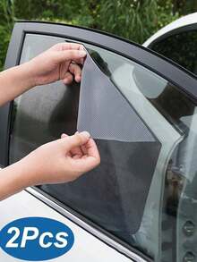 2pcs Static Cling Sunshade Film, Dot Pattern Sunshade Sticker, Car Static Cling Sunshade Sticker - Black - View 3