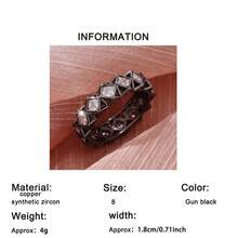 1 pieza Anillo de boda de banda cuadrada de circonita blanca - Negro de pistola - Ver 4