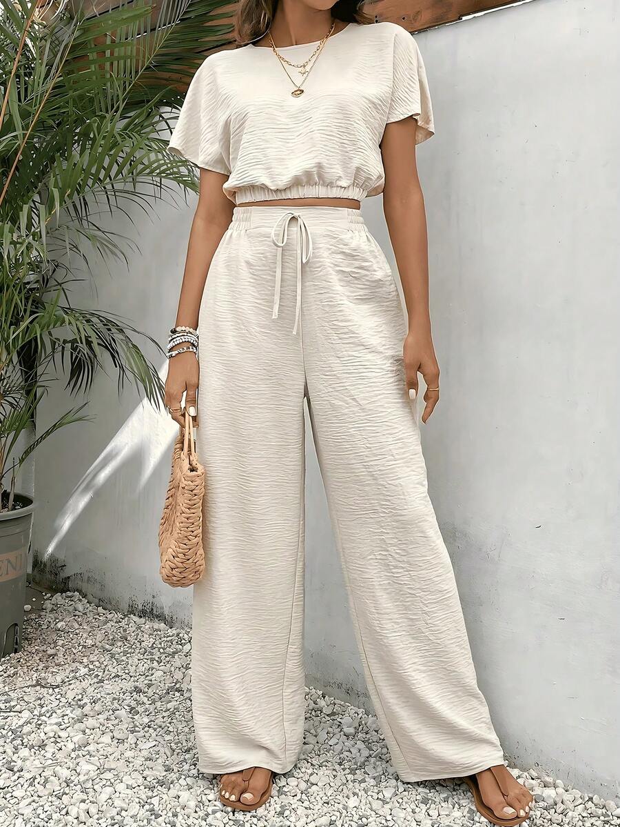 Lady's Comfortable Vacation Work Uniform For Casual And Fashionable Wear - 杏色 - 查看 1