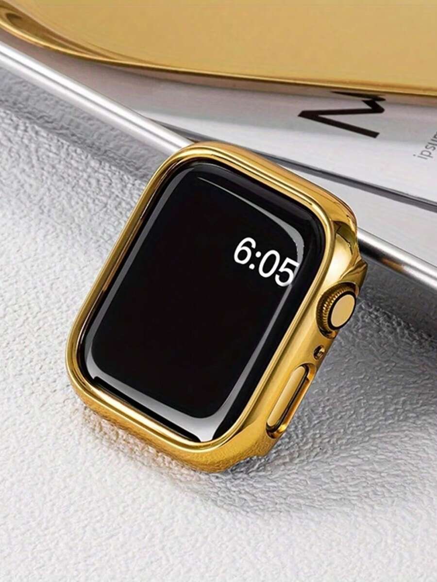 1个PC硬质手表保护壳，电镀金色镂空边框，适用于Ultra3 2 1 S10 SE S9/S8/S7/S6/S5/S4/S3/S2/S1系列男女通用手表，手表爱好者替换表壳，适配38MM/40MM/41MM/42MM/44MM/45MM/46MM/49MM智能手表 - 金色 - 查看 1