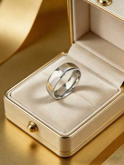 خاتم فرقعة بسيط من الفولاذ المقاوم للصدأ للرجال، إكسسوار عملي للاستخدام اليومي