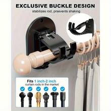 2pcs/4pcs/6pcs/8pcs Shower Curtain Hooks, Window Hooks, Multi-Functional Hooks For Household Use - Black - View 4