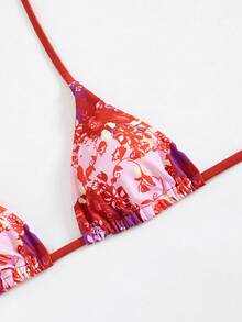 Bộ bikini gợi cảm mùa hè dành cho nữ, họa tiết hoa, kiểu buộc dây cổ, kèm áo khoác ngoài và váy. - Nhiều màu - Xem 4
