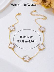 1 pieza Collar con colgante de flores con diamante de imitación de moda, adecuado para uso diario y de fiesta de adolescentes - Amarillo Oro - Ver 4