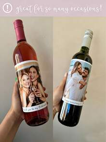 Personalized Photo And Text Wine Bottle Labels Custom Photo Wine Bottle Stickers Creative Party Decorations For Birthday Engagement Wedding Anniversary - Multicolor - View 9