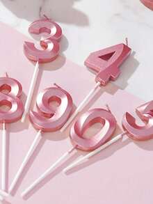 1支粉色0-9钻石形生日蛋糕蜡烛，送给女性的礼物，房间装饰，生日蜡烛，生日装饰，生日快乐，蛋糕蜡烛，毕业季房间装饰 - 粉色 - 查看 2