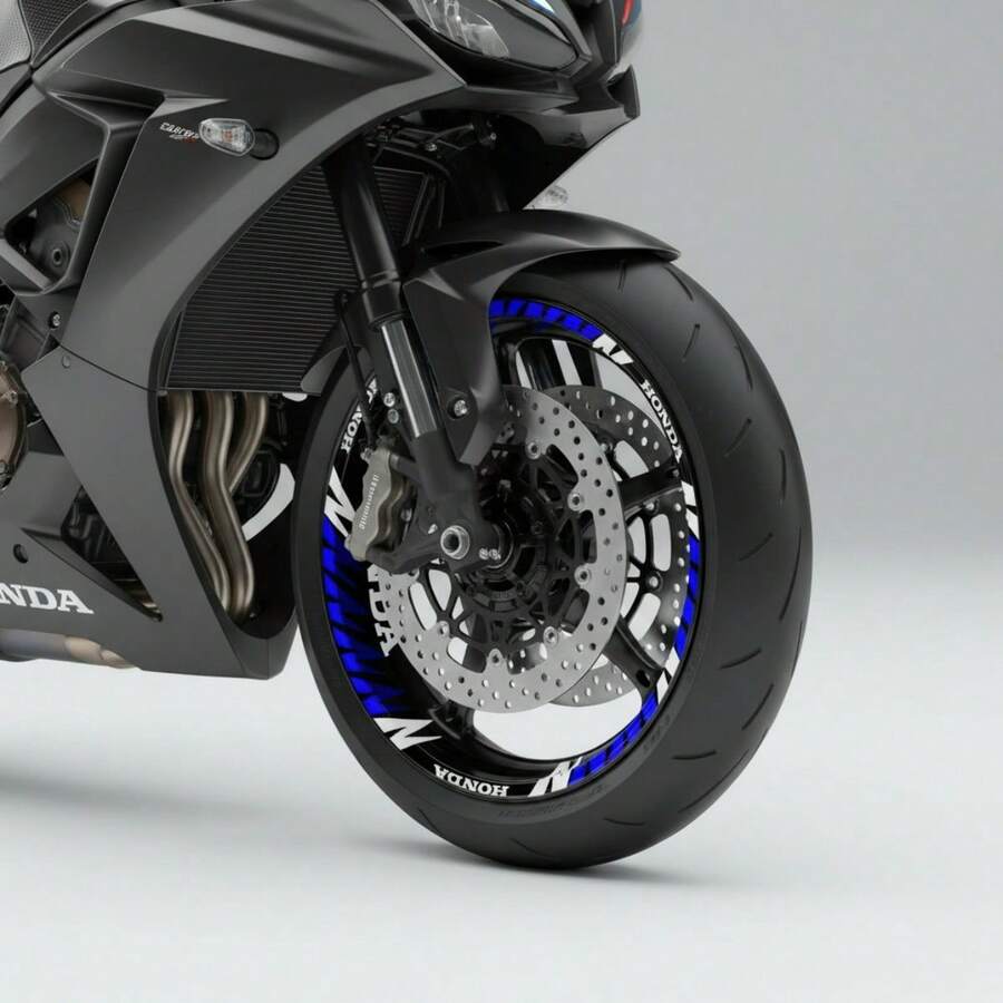 Calcomanias Stickers Para Rines  Completo Rin Moto - Azul Reflejante - Ver 1