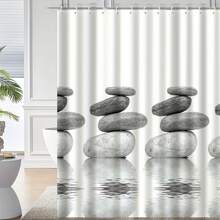 1pc Washable Art Theme Shower Curtain, Zen Stone Lotus Reflection Spa Bathroom Curtain, Waterproof Polyester Fabric, Washable, Artistic Theme For All Seasons, With Grommet Holes And Hanging Hooks - Multicolor - View 2