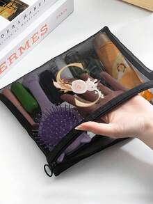 1个A-Z字母花卉印花化妆包，女士化妆包钱包，姓名首字母图案洗漱收纳袋，婚礼派对洗漱包，拉链手机包，铅笔袋 - 彩色 - 查看 6