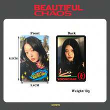 6 Peças Cartões Colecionáveis KATSEYE/Kpop/BEAUTIFUL CHAOS, Cartões Elegantes de Lembrança que Podem Ser Armazenados em Porta-cartões, Carteiras, Passaportes, Também Ótimos Adereços para Fotos de Viagem, Presente Perfeito para Amigos - Multicolorido - Visão 3