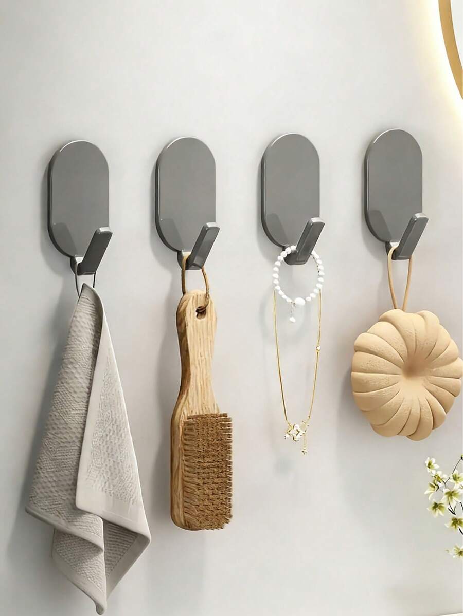 Heavy Duty Waterproof Bathroom Wall Hooks - ABS Material, Suitable For Towels, Bathrobes, Etc. No Drilling Required