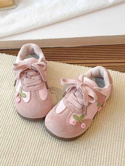 Girls' Hook And Loop Sports Shoes, Comfortable & Versatile Running Sneakers