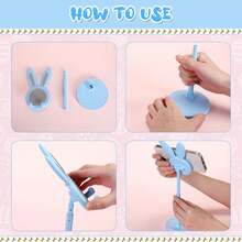 Giá đỡ điện thoại hình thỏ hoạt hình bằng silicon chống thấm nước, có thể điều chỉnh độ cao, phụ kiện để bàn, giá đỡ điện thoại để xem video, trang trí nhà cửa và văn phòng, quà tặng ngày Valentine. - màu đen - Xem 3