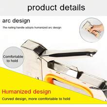 Clavadoras manuales portátiles Modelo 1008F Grapadora Herramientas para trabajar la madera Suministros para apicultura Con caja de grapas, bloqueo de manejo s*eguro y bloqueo de mango s*eguro para garantizar la s*eguridad y ahorrar espacio. El diseño del mango es más fácil de usar y puede reducir la fuerza de trabajo. Adecuado para instalar cojines, fundas, resortes, etc. para sofás y sillas. - A - Ver 6
