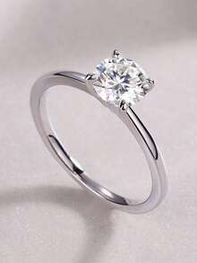 925 Sterling Silver Moissanite Ring, Suitable For Banquet, Party, Official Occasions, Festivals, Valentine's Day, Engagement, Wedding, Anniversary, Birthday Gift, With Certificate - Silver - View 16