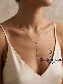 1pc Personalized Lariat Name, Enhance Your Style Jewelry Gift, Regular Letter Y-Shaped Name, Customized Fashion Jewelry, Personalized Customized Name 1-12 Letters - Multicolor - View 10
