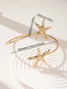 1 pieza Accesorio de brazalete de estrella de mar de estilo de vacaciones de verano para mujer - Dorado - Ver 3
