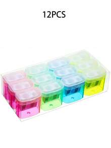 Bộ 4 gọt bút chì cầm tay có nắp đậy, gọt bút chì màu hai lỗ, gọt bút chì di động, thích hợp cho lớp học, văn phòng, quà tặng Giáng sinh. - nhiều màu - Xem 9