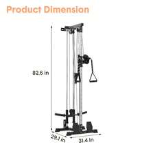 Máquina de tracción y cable LAT montada en la pared, sistema de polea doble, 20 ajustes de altura, capacidad de 400 libras, entrenador de gimnasio en casa de cuerpo completo, diseño que ahorra espacio - Negro - Ver 2