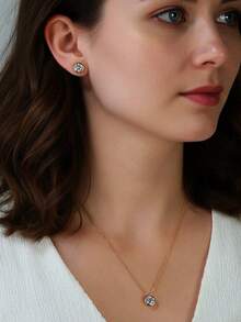 1件925纯银/14K金1克拉/2克拉圆形莫桑石钻石吊坠项链，奢华珠宝，男女皆宜，适合婚礼、宴会、生日庆典等场合，2026时尚项链 - 圓形的 - 查看 7