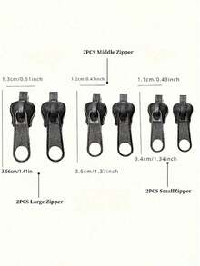 6/12pcs Universal Zipper Repair Tool Kit, With Metal Zipper Pulls And Hooks, Metal Zipper Replacement Parts For Jackets, Bags, Clothing, Bedding And More In Various Sizes - Multicolor - View 8