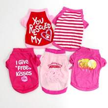 3pcs/5pcs Pet Dog/Cat Kissing Pattern T-Shirt, Pink/Blue/Green/Black, Suitable For Pets Under 10kg - Multicolor - View 7