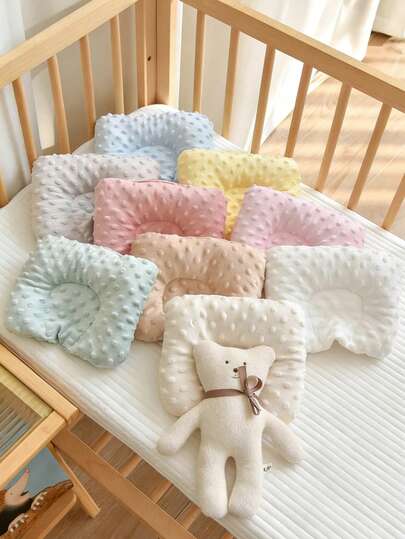 1个纯色新生儿枕头，舒缓豆袋垫，0-12个月婴儿防扁头柔软塑形枕，四季皆宜