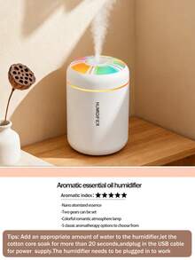 1个迷你USB车载加湿器，ABS多功能夜灯冷雾加湿器，室内香薰加湿器，USB供电，2种工作模式，7色LED氛围灯，自动关机，静音喷雾，日常加湿，便携式精油香薰机，车载空气净化器，适用于家居装饰、办公室、客厅、汽车及女性礼物 - 多色 - 查看 14